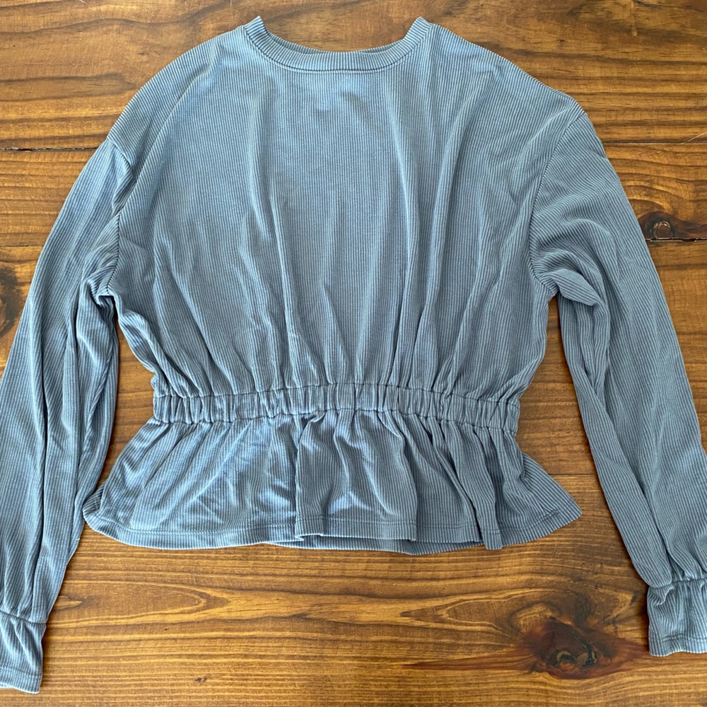 Grayish/Blue ribbed long sleeve